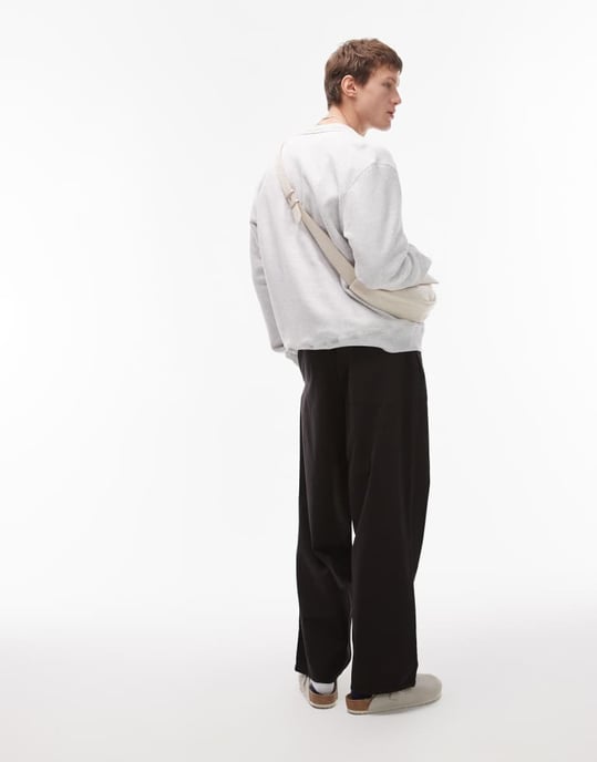Topman avslappnad ripstopbyxa i svart - Image 2