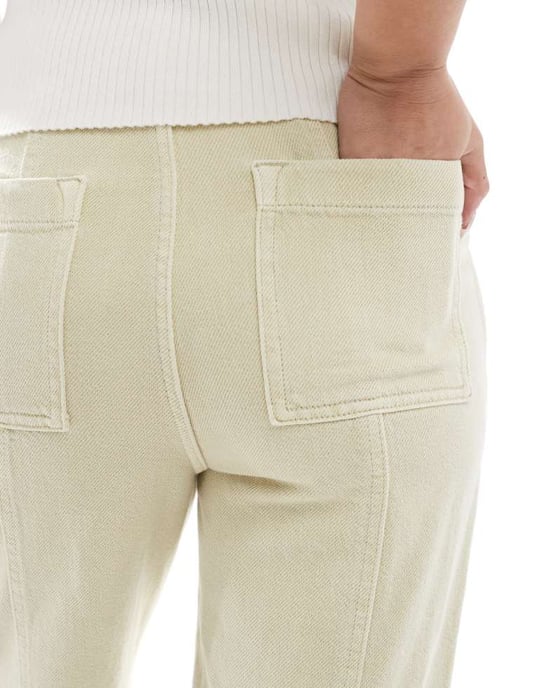 ASOS DESIGN tvättade sömda tunnbyxor i salviagrön - Image 3