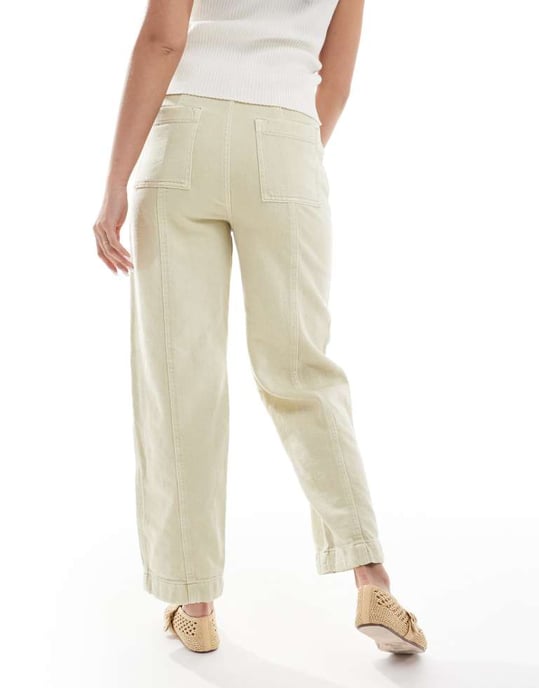 ASOS DESIGN tvättade sömda tunnbyxor i salviagrön - Image 4