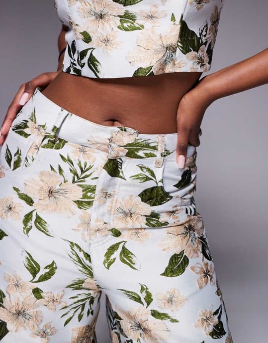 ASOS LUXE co-ord jacquard byxdress med blommönster - Image 3