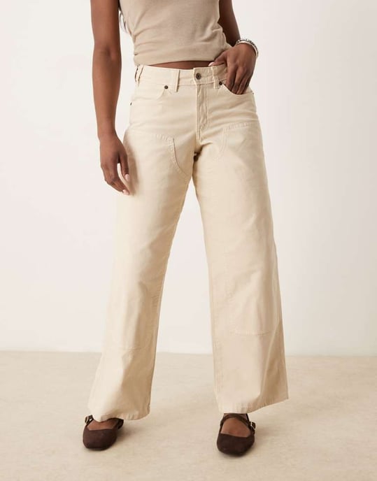 Dickies River Ranch westernbyxor med dubbel knä i off white - Image 2