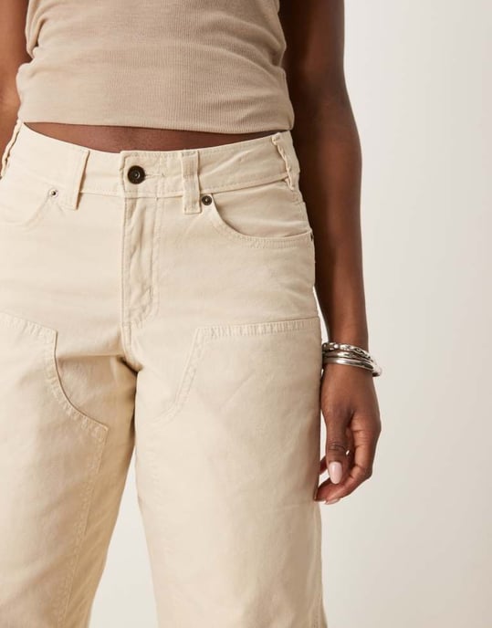 Dickies River Ranch westernbyxor med dubbel knä i off white - Image 3