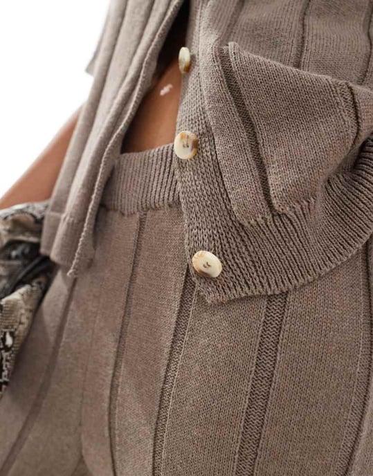 ASOS DESIGN stickad bomullstorleksuppsättning i mocha - Image 3