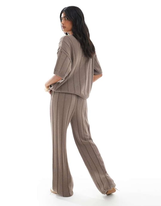 ASOS DESIGN stickad bomullstorleksuppsättning i mocha - Image 4