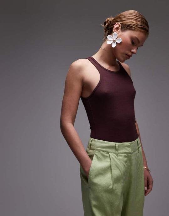 Topshop linne äggformade byxor i ljusgrön - Image 2