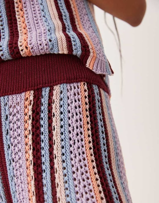 ASOS DESIGN mockcrochet vertikala randiga stickade byxor i multi - Image 4