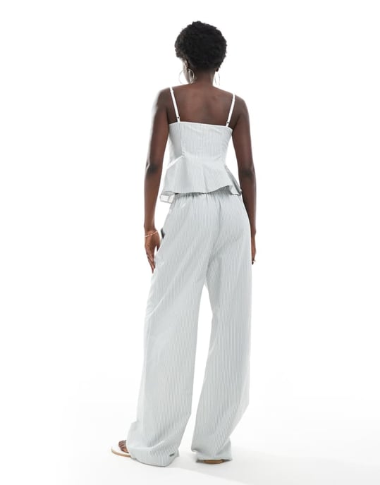 ASOS DESIGN byxa med knytband i randig koordinerad stil - Image 2