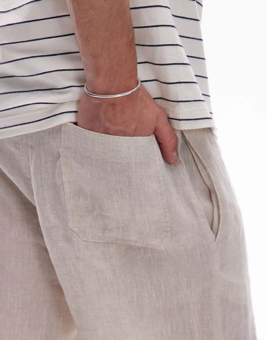 ARKET linne dragkedjebyxor i beige - Image 2