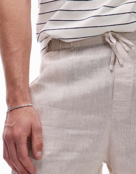 ARKET linne dragkedjebyxor i beige - Image 4