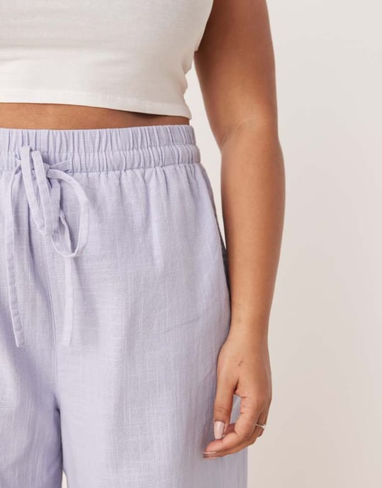 ASOS DESIGN Curve linlook byxkjol i blått - Image 2