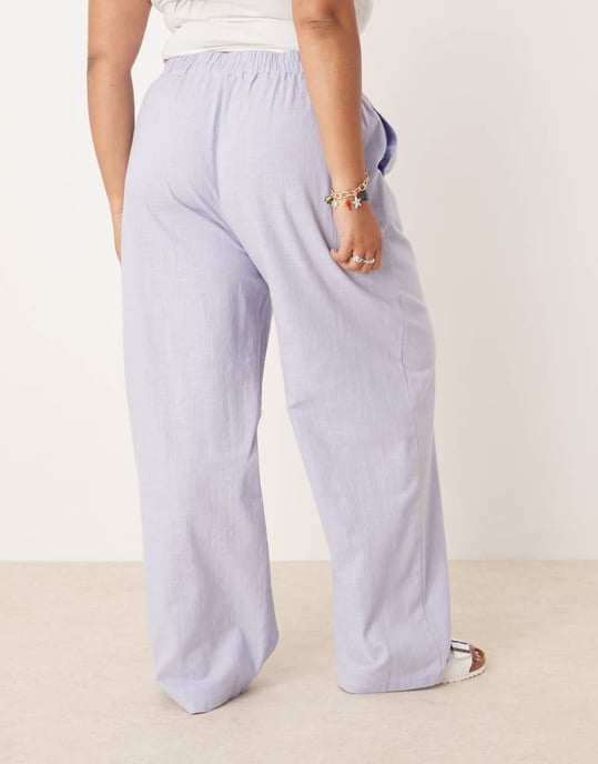 ASOS DESIGN Curve linlook byxkjol i blått - Image 3