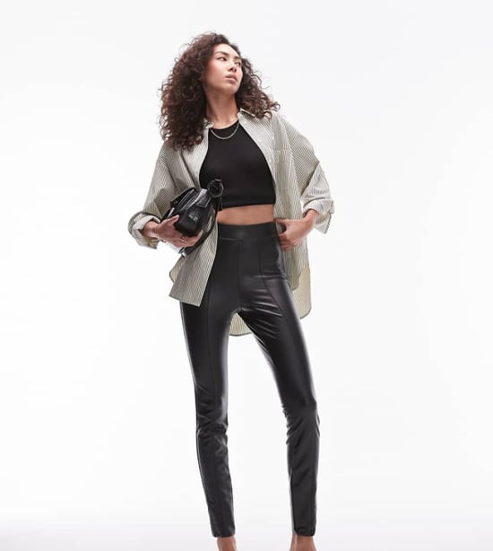 Topshop Tall faux leather skinny stretch trouser in black - Image 1