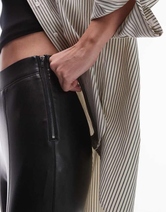 Topshop Tall faux leather skinny stretch trouser in black - Image 4