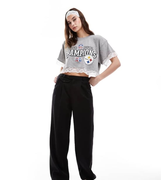 Reclaimed Vintage Revived x Glass Onion slouchy dad trouser in black - Image 1