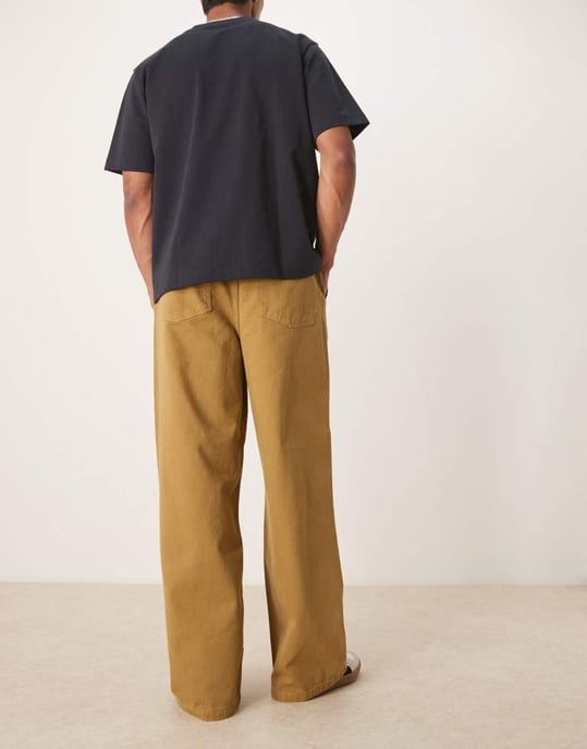 ASOS DESIGN lösa byxor i fatigue med sömmar i tan - Image 4