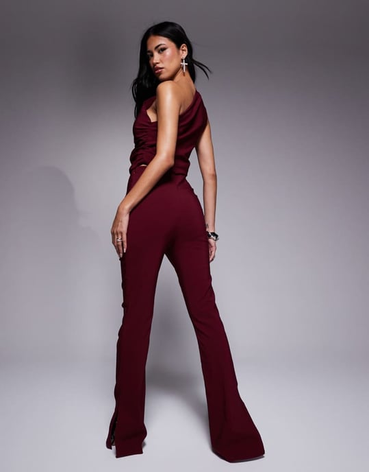 In The Style bengaline flared trousers co-ord in red - Image 2