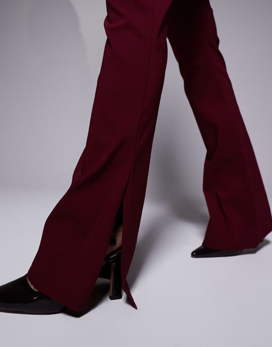 In The Style bengaline flared trousers co-ord in red - Image 3