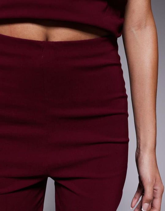 In The Style bengaline flared trousers co-ord in red - Image 4