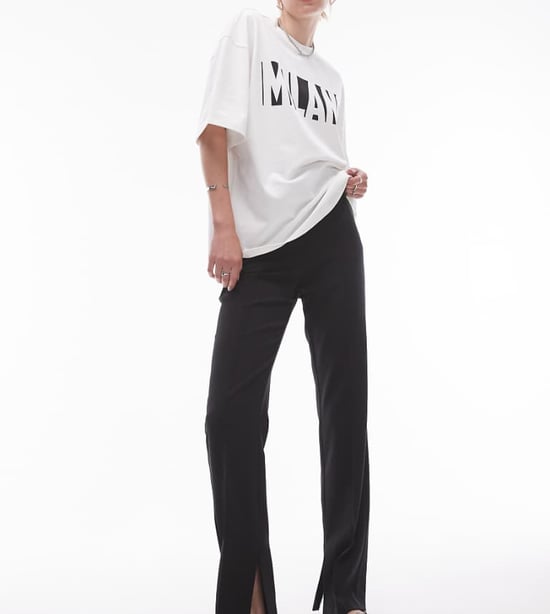 Topshop Tall basic split trouser in black - Image 1