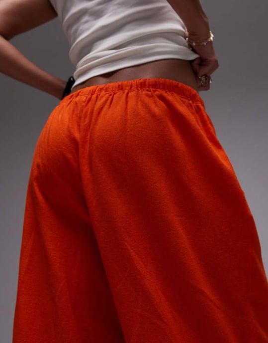 Topshop linne raka byxor i orange - Image 2