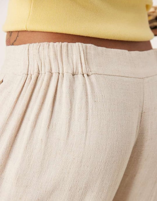 ASOS DESIGN Tall relaxed straight leg trousers with linen in stone - Image 2