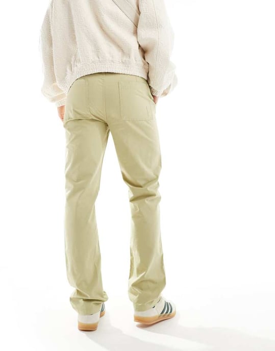 ASOS DESIGN straight fit ripstop trousers in beige - Image 2