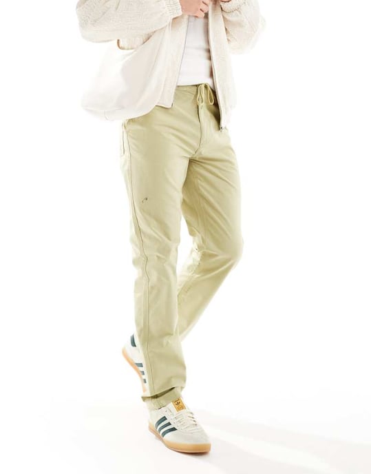 ASOS DESIGN straight fit ripstop trousers in beige - Image 4