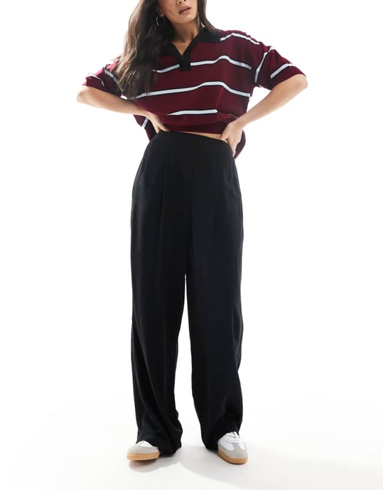ASOS DESIGN raka ben hängslebyxor i svart - Image 2
