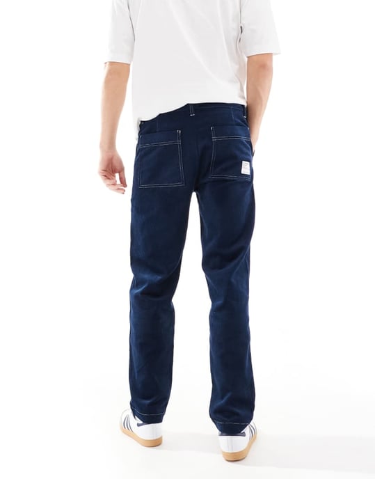 ASOS DESIGN raka ben snörstumpar med kontrasterande söm i marinblått - Image 3