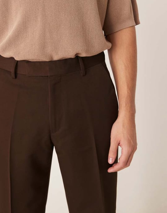 ASOS DESIGN smart raka byxor i brunt - Image 4