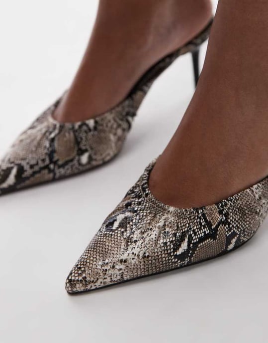Topshop Dill rynkad slip-on mittklackade skor i ormskinnsprint - Image 2