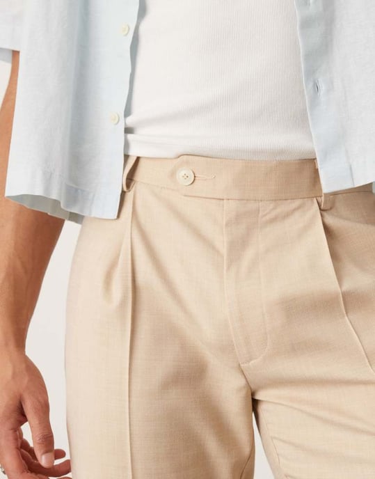 ASOS DESIGN smart tapered crosshatch-texturerade byxor med framfåll i beige - Image 2