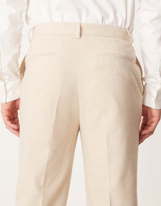 ASOS DESIGN smart tapered fit byxor med ull i ljus sten - Image 4