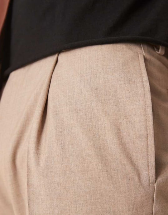 ASOS DESIGN smart tapered byxor med framfickor i sten melange - Image 3