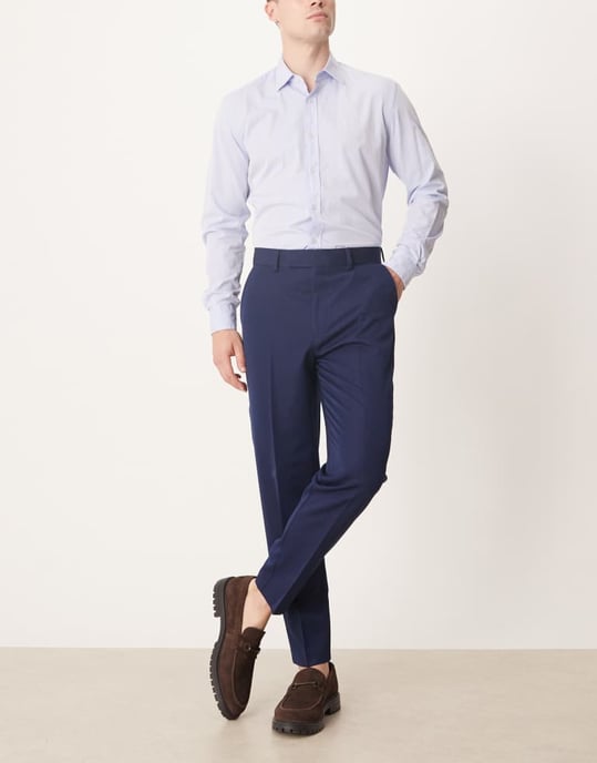 ASOS DESIGN smart tapered fit trousers in navy - Image 2