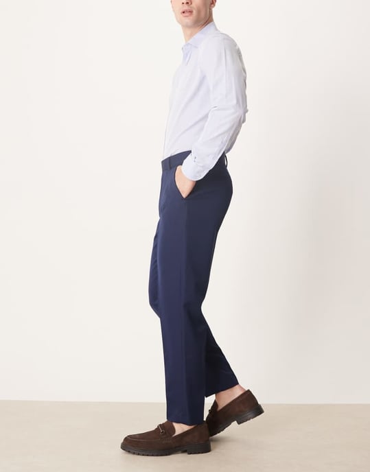 ASOS DESIGN smart tapered fit trousers in navy - Image 3