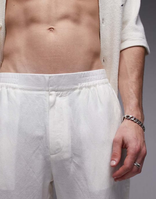Topman tapered fit linnebyxa ecru - Image 2