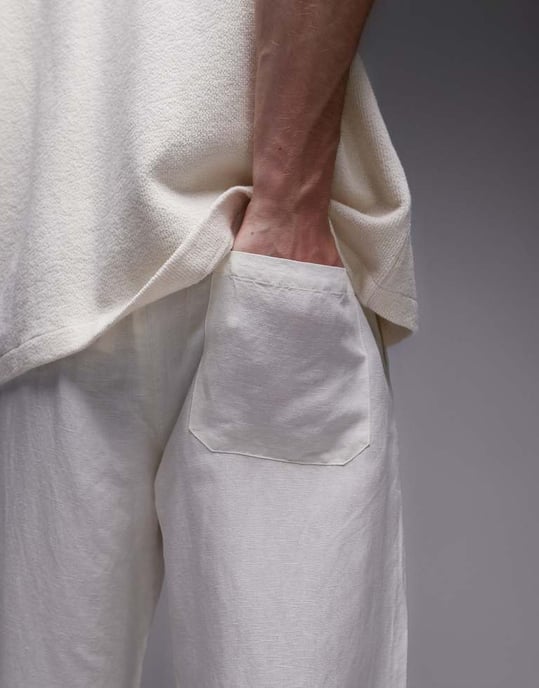 Topman tapered fit linnebyxa ecru - Image 4