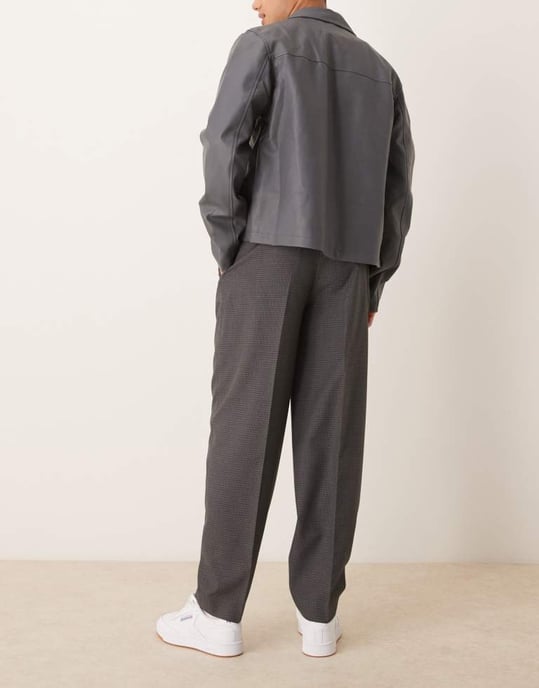 ASOS DESIGN smart oversized tapered trousers in charcoal check - Image 2