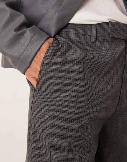 ASOS DESIGN smart oversized tapered trousers in charcoal check - Image 4