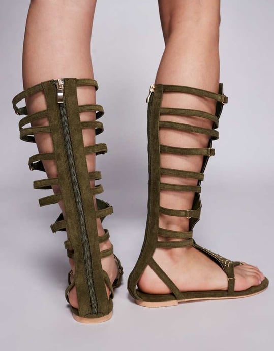 Public Desire Rom gladiatorsandaler i olivgrön - Image 3