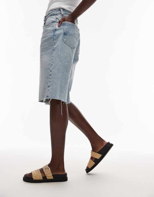 Topshop Kady vävd platt sandal med spänne i natur - Image 3