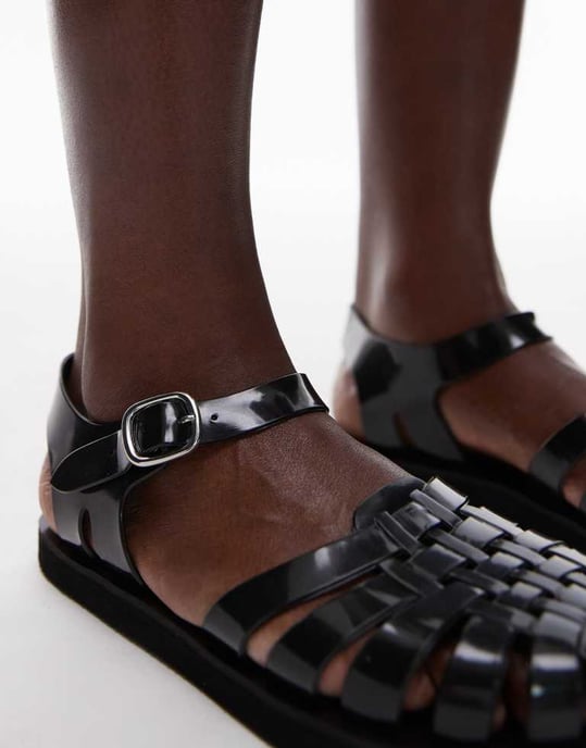 Topshop Kelly gelé platt sandal i svart - Image 3