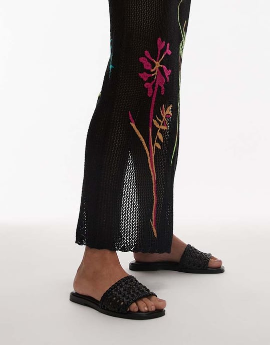 Topshop Jackie platta vävsandal i svart - Image 4