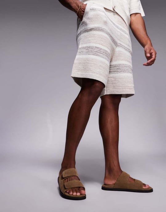 ASOS DESIGN sandal med två remmar i stenmocka - Image 2