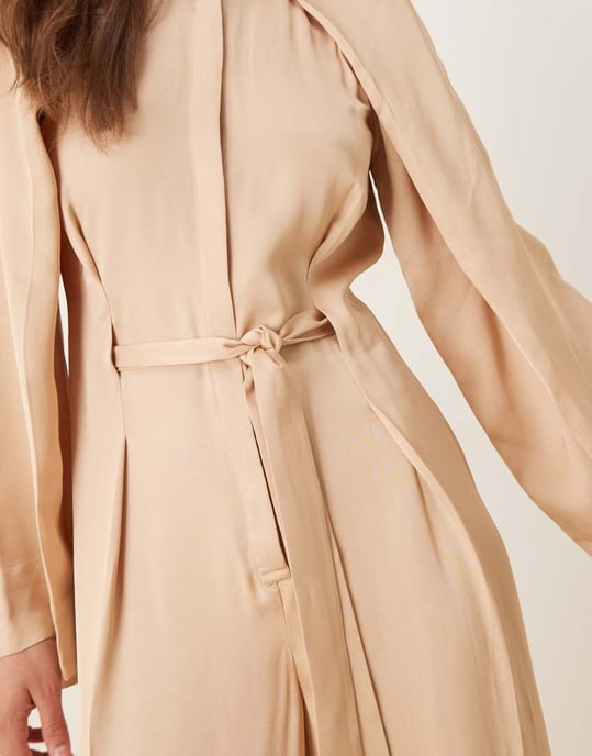 & Other Stories jumpsuit med halv bälte och delade ärmar i beige - Image 2