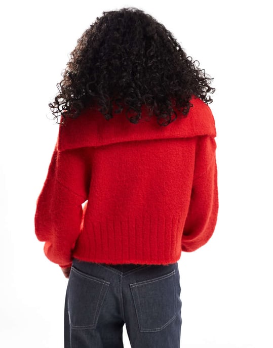ASOS DESIGN zip-up kavaj med ficka och kragdetalj i röd - Image 4