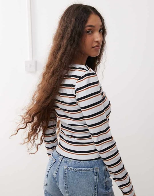 Miss Selfridge randig kofta i blått - Image 4