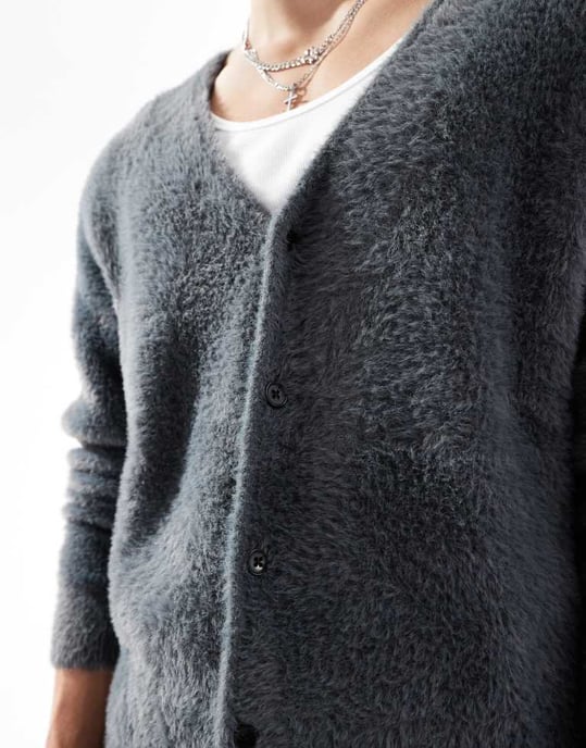 Jack & Jones överdimensionerad fluffig cardigan i mörkgrå - Image 3