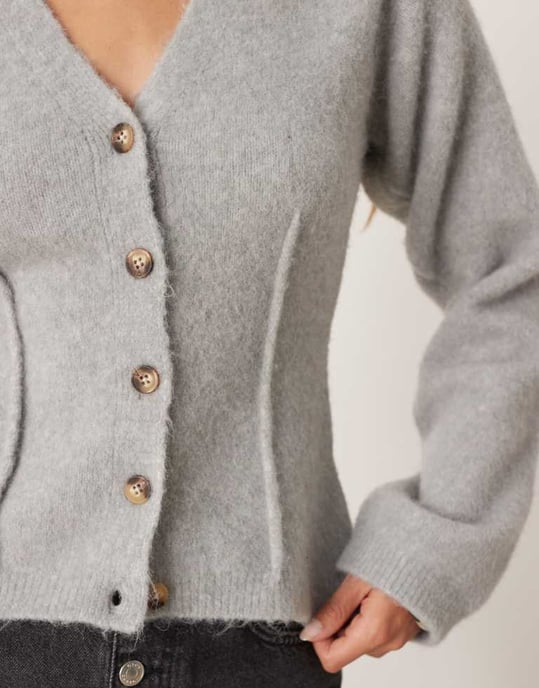 ASOS DESIGN kofta med synliga midjesömmar i ull i grått - Image 2